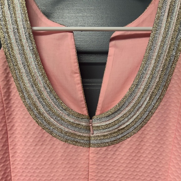 Lily Pulitzer embossed cotton sleeveless sheath dress. Metallic trim size 6 EUC - Picture 7 of 10